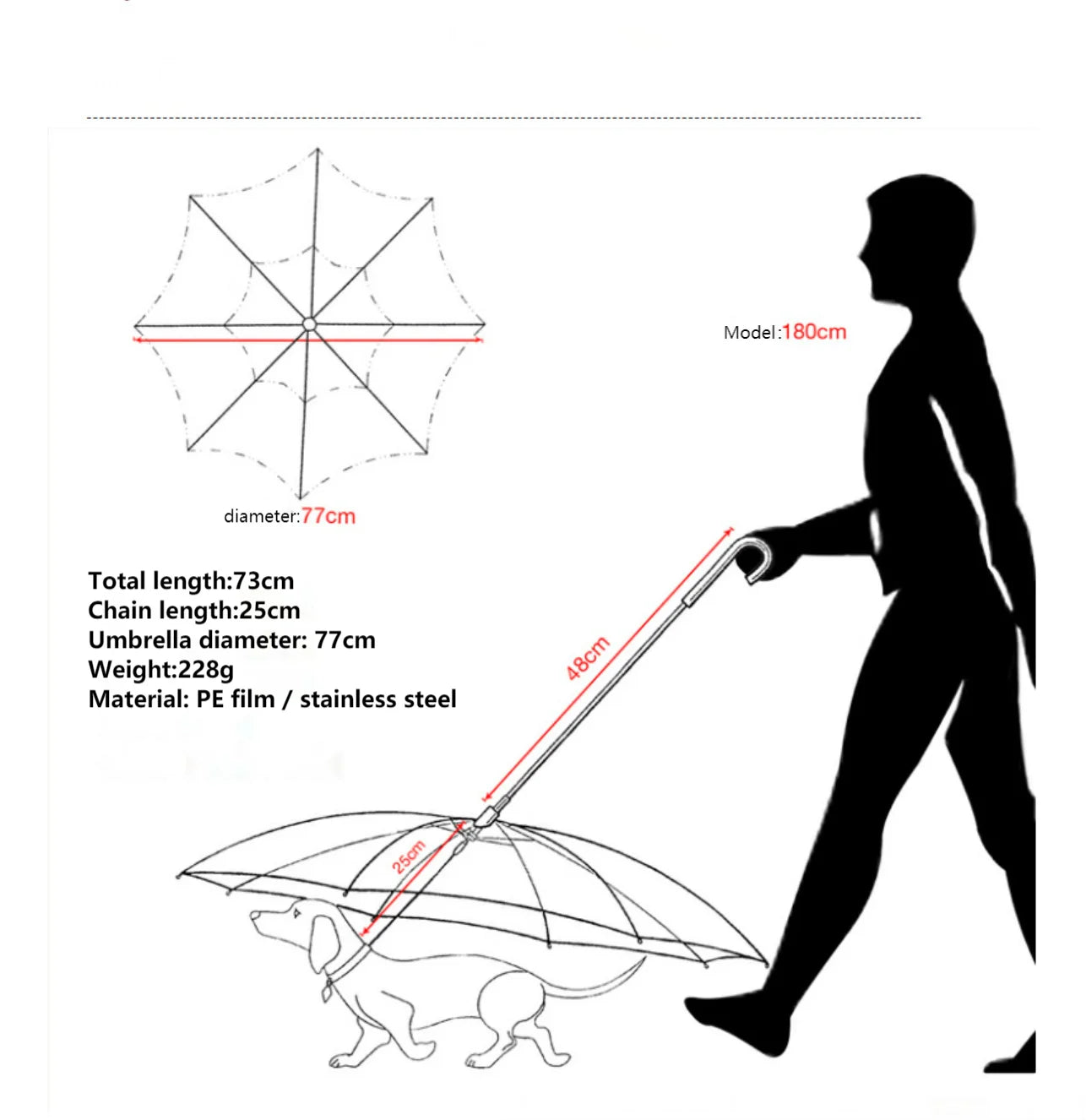 Rainproof & Snowproof Pet Umbrella Leash