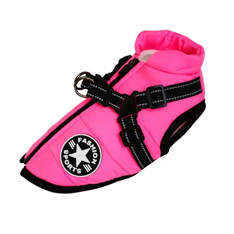 Large Pet Dog Jacket with Built-in Harness