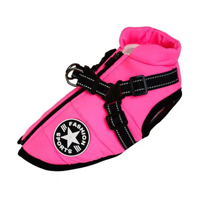 Large Pet Dog Jacket with Built-in Harness