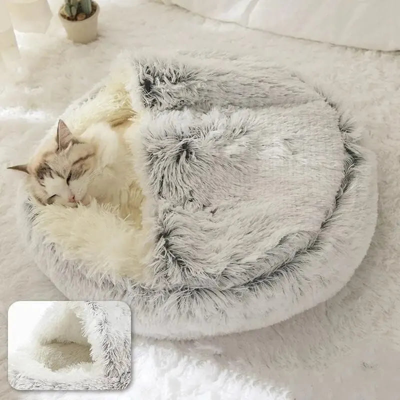 Plush Hooded Pet Bed