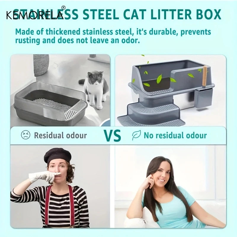 Extra Large Stainless Steel Cat Litter Box