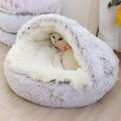 Plush Hooded Pet Bed