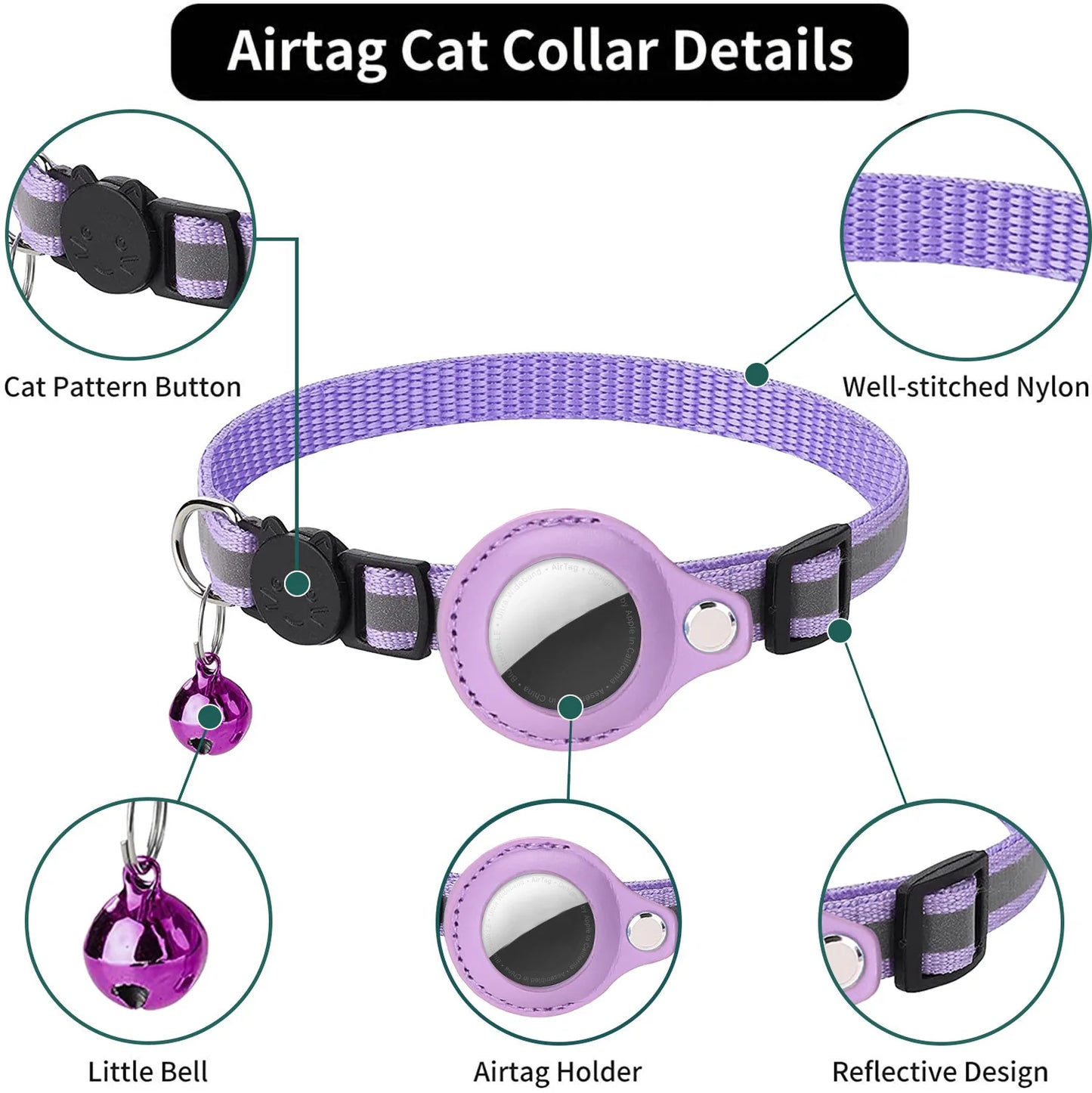 Pet GPS Collar with Airtag Holder