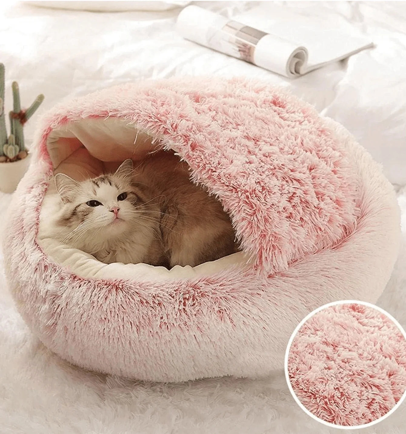 Plush Hooded Pet Bed