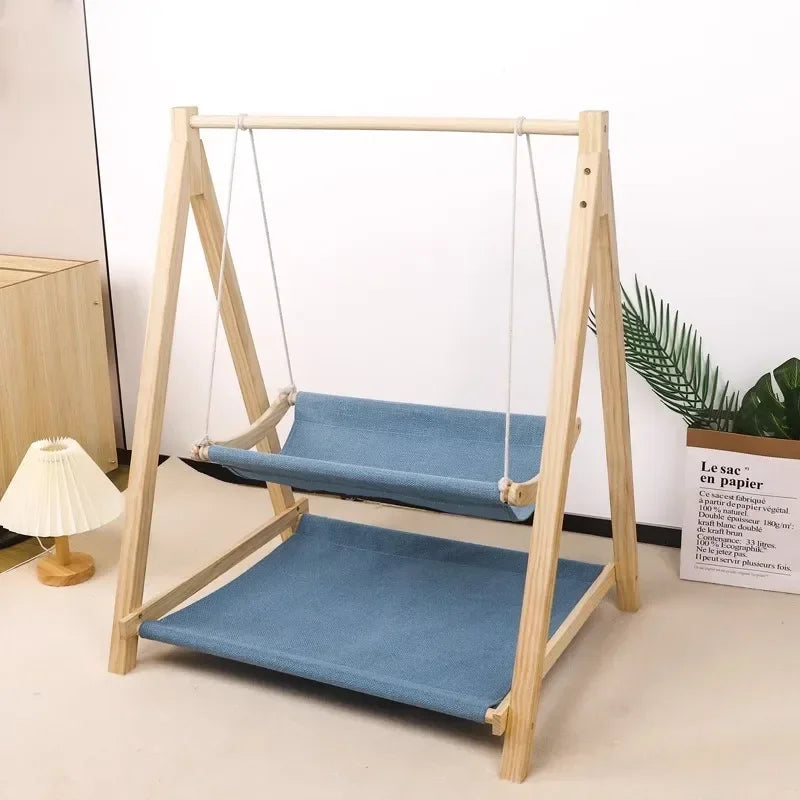 Dual-Layer Solid Wood Pet Hammock