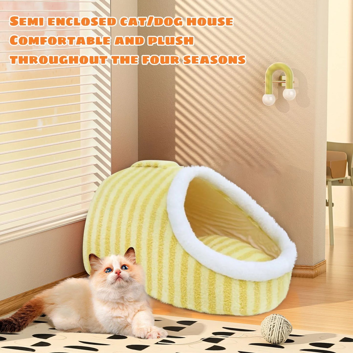 2-in-1 Round Cat Cushion & Semi-Enclosed Pet Sleep Bag