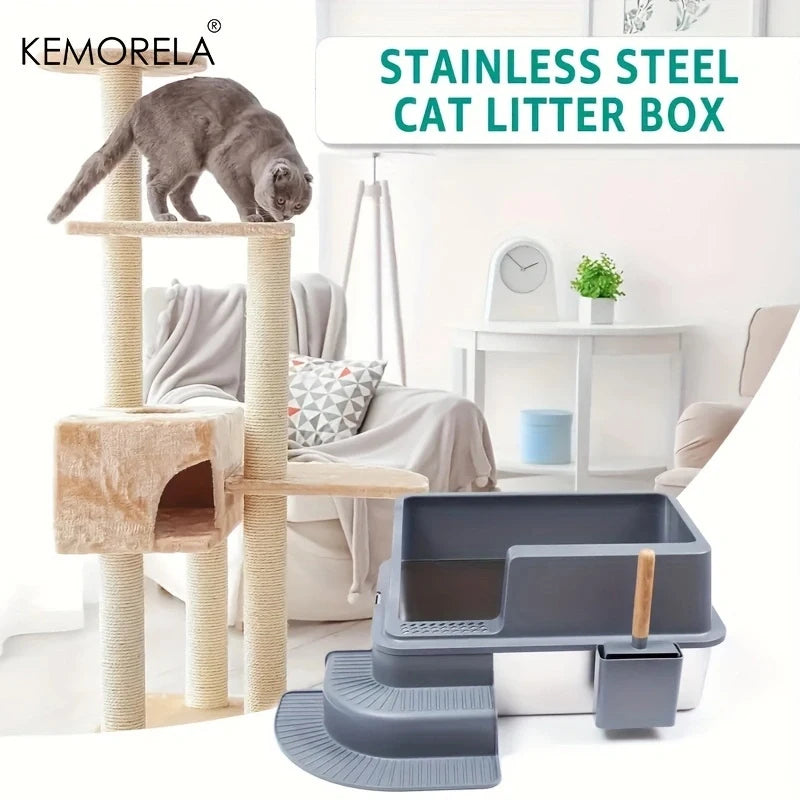 Extra Large Stainless Steel Cat Litter Box