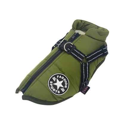 Large Pet Dog Jacket with Built-in Harness