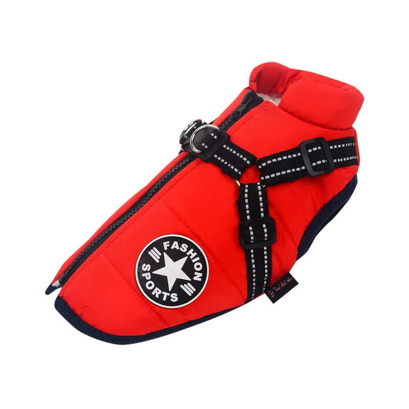 Large Pet Dog Jacket with Built-in Harness
