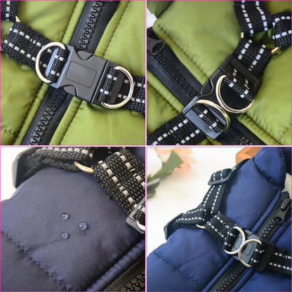 Large Pet Dog Jacket with Built-in Harness