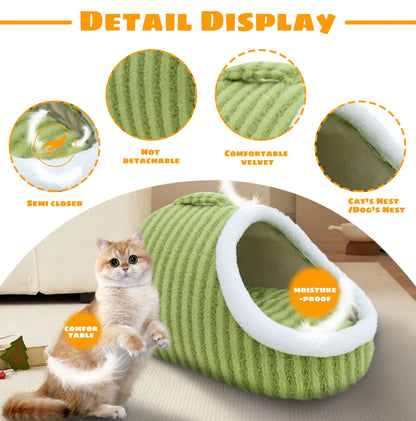 2-in-1 Round Cat Cushion & Semi-Enclosed Pet Sleep Bag