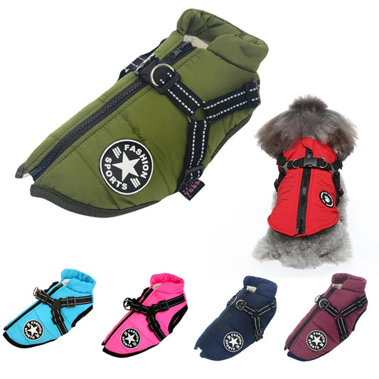 Large Pet Dog Jacket with Built-in Harness