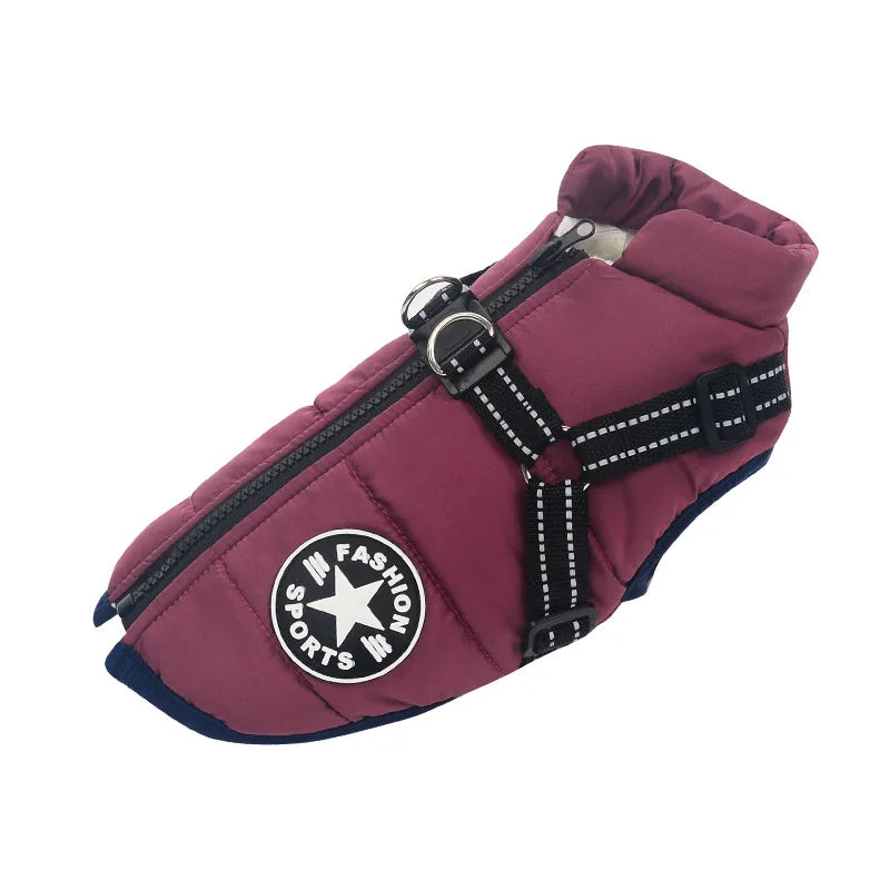 Large Pet Dog Jacket with Built-in Harness