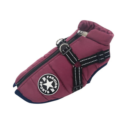 Large Pet Dog Jacket with Built-in Harness